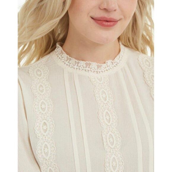 Self Esteem Cream Lace‎ CottageCore Prairie Shirt Sz XL New - Picture 5 of 6